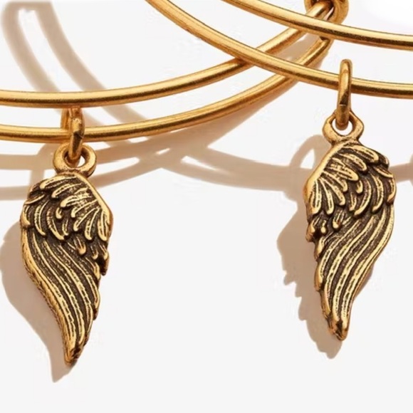 ALEX AND ANI set of Gold Wings Charm Bangles, WEAR FOR GROWTH + NEW BEGINNINGS - Picture 3 of 5